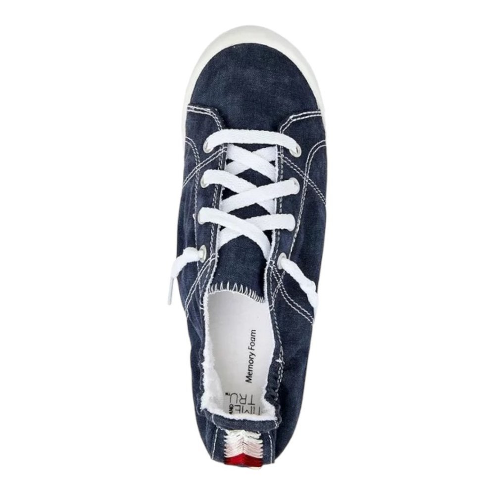 !MEDIUM WIDTH BLUE Time and Tru Women's Scrunch Back Slip-On Sneaker Sz Various - Picture 4 of 5